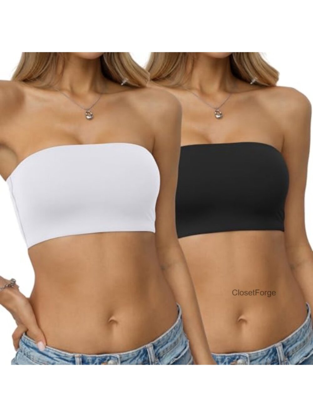 EasyGala Womens Double Lined Tube Top Pack Non-Padded Strapless Bandeau Bra